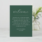 Invitation Dark Woodland Green Wedding Weekend Schedule (Debout devant)