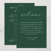 Invitation Dark Woodland Green Wedding Weekend Schedule (Devant / Derrière)