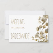 Invitation Dark yellow ivory white brown floral Bridesmaid (Devant)
