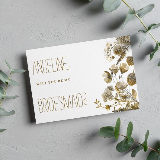 Invitation Dark yellow ivory white brown floral Bridesmaid