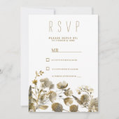 Invitation Dark yellow ivory white brown floral RSVP (Devant)