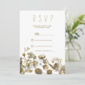 Invitation Dark yellow ivory white brown floral RSVP (Debout devant)