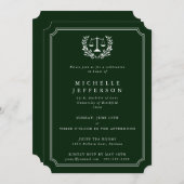 Invitation DarkGreen/White Law School Graduation (Devant / Derrière)