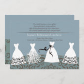 Invitation d'Arrière - plan du déjeuner bleu de Br (Devant / Derrière)