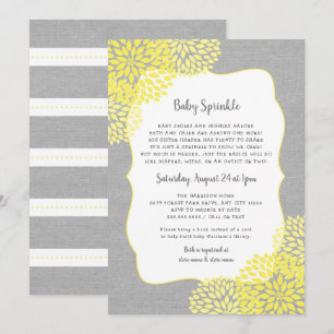 Invitation d'arrosage de bébé neutre, gris jaune