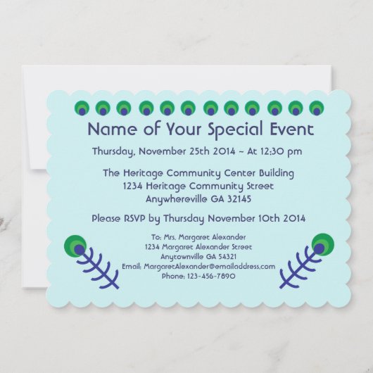 Invitation d'art de paon (Dos)