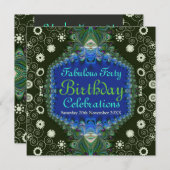 Invitation d'art de paon en spirale florale d'anni (Devant / Derrière)