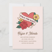 Invitation d'art de tatouage grand Rose (Devant)