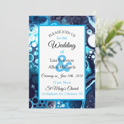 Invitation d'art fluide Deep Blue Marble (Debout devant)