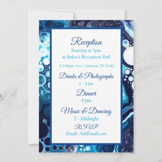 Invitation d'art fluide Deep Blue Marble (Dos)