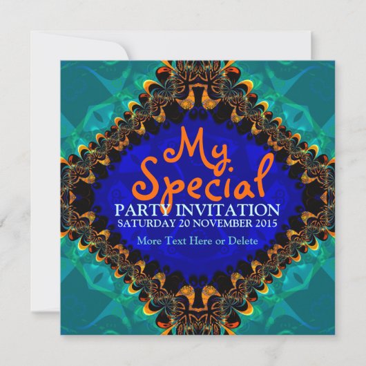 Invitation d'art fractal Tie Dye Batik (Devant)