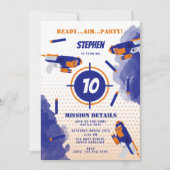 Invitation Dart Gun Bataille War Boys Anniversaire (Devant)