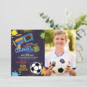 Invitation Dart Gun Fun Aim Shoot Football Anniversaire Photo (Debout devant)