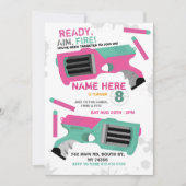 Invitation Dart Gun Fun Aim Shoot Girls Anniversaire Invitati (Devant)