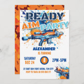 Invitation Dart Gun Party Boy Anniversaire Camo (Devant / Derrière)