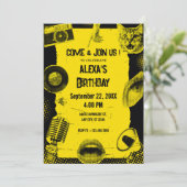 INVITATION D'ART POP GRUNGE JAUNE NOIR (Debout devant)