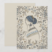 Invitation d'art populaire ukrainien - Design flor (Devant / Derrière)