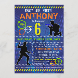 Invitation Dart Wars Party Blaster Gun Anniversaire