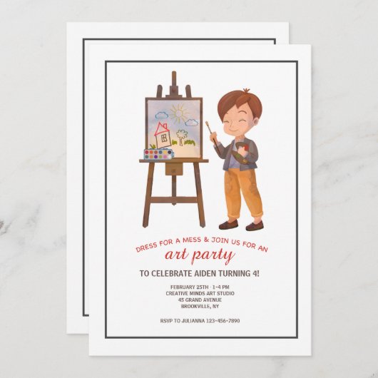 Invitation d'artiste de garçon (Devant / Derrière)