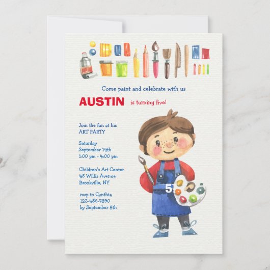 Invitation d'artiste d'enfant (Devant)