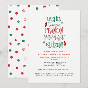 Invitation Dashin Dancin Prancin Échange de vins Noël