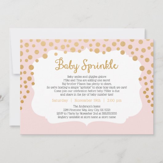 Invitation d'aspersion de bébé, bébé #2 (Devant)