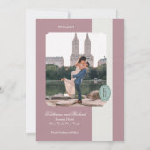 Invitation Date à retenir à bordure festonnée rose (Dos)