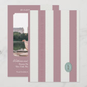 Invitation Date à retenir à bordure festonnée rose (Devant / Derrière)