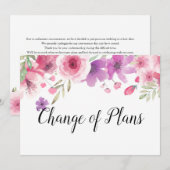 Invitation Date de changement de plans reportée Fleurs Roses (Devant / Derrière)