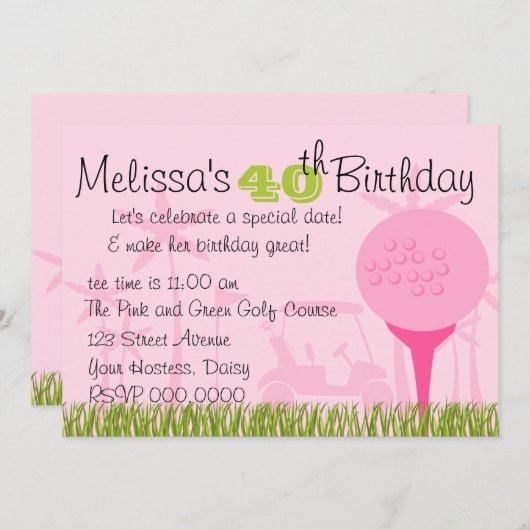 Invitation Date de golf rose (Devant / Derrière)