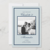 Invitation Date de mariage à l'écriture classique Bleu Poussi (Devant)