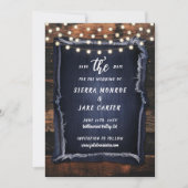 Invitation Date de mariage en bois rustique avec photo écrite (Devant)