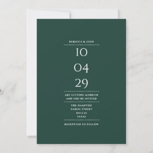 Invitation Date de mariage photo vert émeraude minimaliste