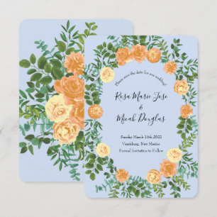 Invitation Date de mariage Rose Pivoine Bleu Clair Pêche