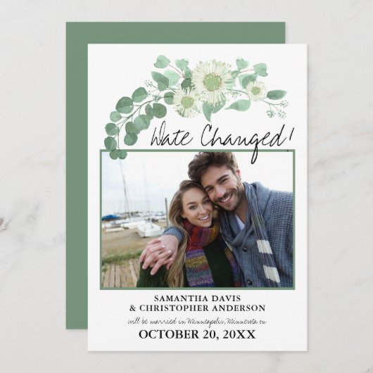 Invitation Date de modification Mariage Eucalyptus Blooming G (Devant / Derrière)