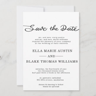 Invitation Date de sauvegarde de scénario romantique moderne