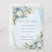 Invitation Date de sauvegarde intemporelle Dusty Blue White G (Devant)