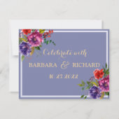 Invitation Date d'enregistrement de l'aquarelle florale viole (Dos)