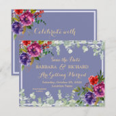 Invitation Date d'enregistrement de l'aquarelle florale viole (Devant / Derrière)