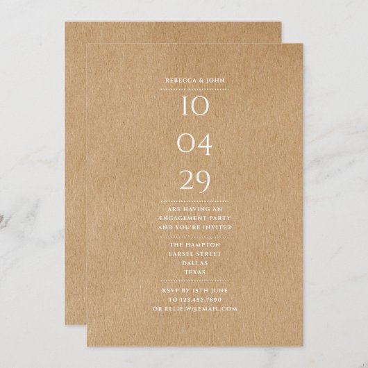 Invitation Date spéciale Moderne Simple Engagement Party Russ (Devant / Derrière)