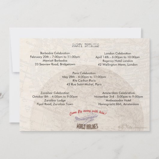 Invitation Dates multi d'invitation de partie de billet (Dos)