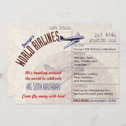 Invitation Dates multi d'invitation de partie de billet (Devant / Derrière)