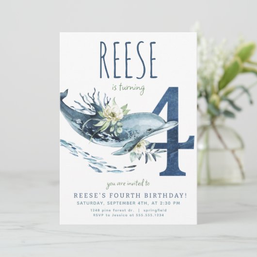 Invitation Dauphin 4e anniversaire (Debout devant)