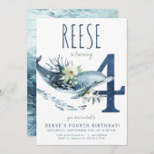 Invitation Dauphin 4e anniversaire (Devant / Derrière)