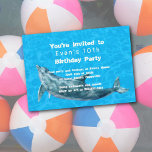 Invitation Dauphin Anniversaire Piscine pour enfants été<br><div class="desc">Invitation à la fête d’anniversaire de dauphin pour une fête de billard pour enfants. Design d'eau bleue et image dauphin nageant, sur papier à lettres horizontal 5x7 pouces, avec trois modèles texte. Le lettrage blanc ondulé est utilisé pour un thème sous-marin. Inclure le nom et l'âge de l'enfant avec un...</div>