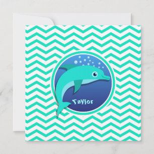 Invitation Dauphin ; Aqua Green Chevron