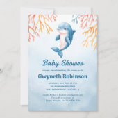 Invitation Dauphin avec coraux, Baby shower d'aquarelle Invit (Devant)