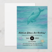 Invitation Dauphin Bleu Douce & Étoile de Mer Océan Anniversa (Devant / Derrière)