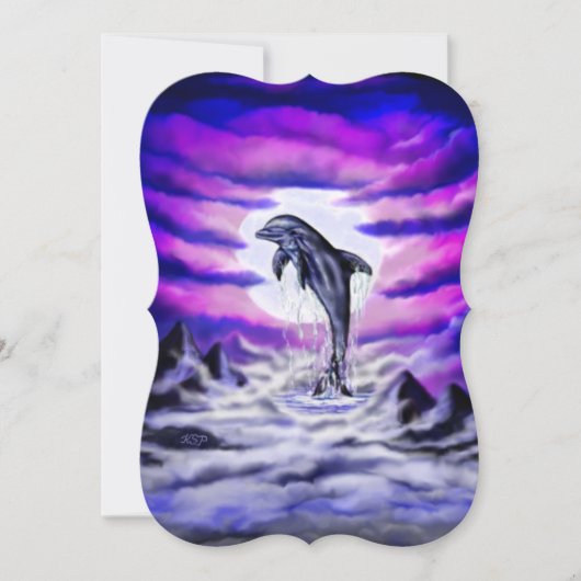 Invitation Dauphin clair de lune (Devant)