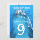 Invitation Dauphin Face Enfants Mer Anniversaire Fête Invitat (Devant)